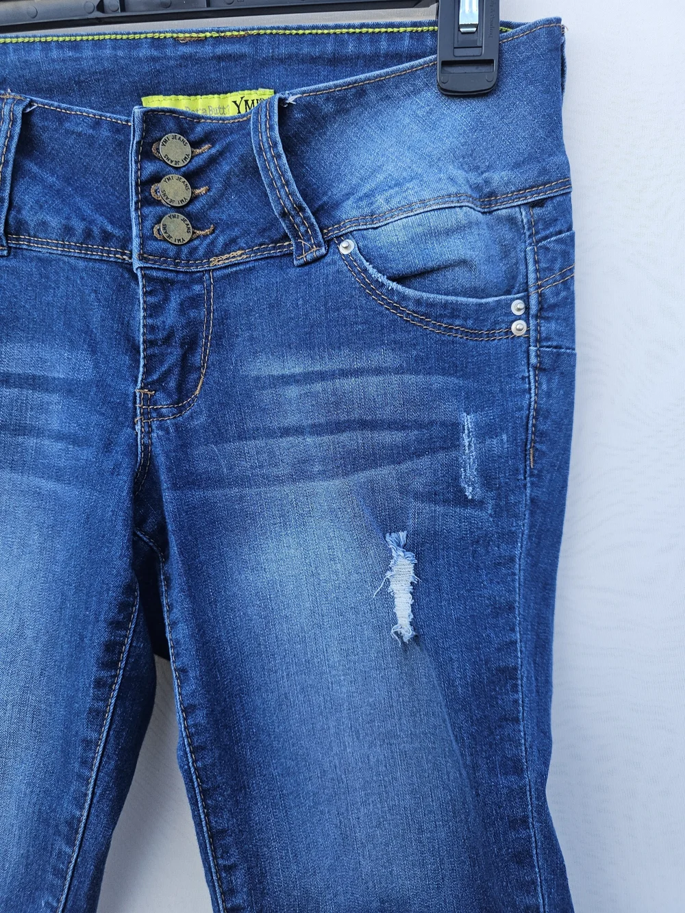 YMI Wanna Betta Butt? High Rise Distressed Denim Bermuda Shorts - Size 5